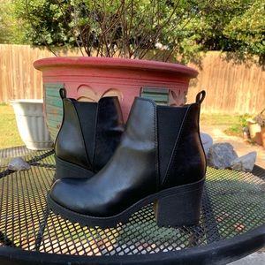 Chunky black booties